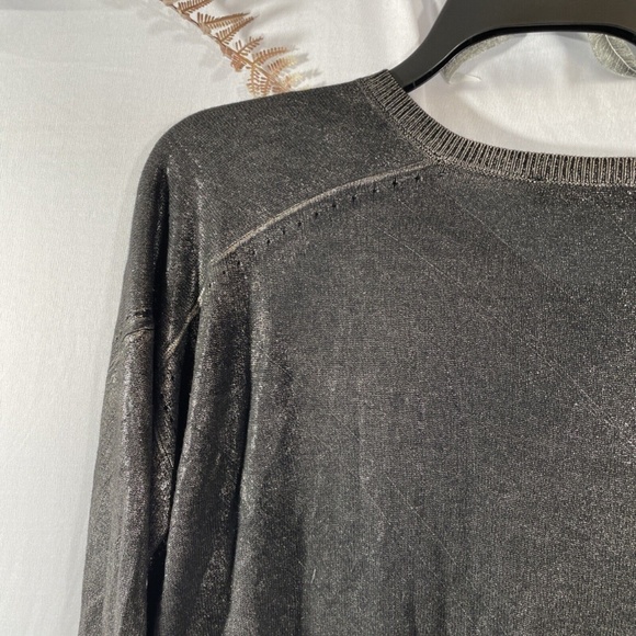 NEW Zara Knit [ Small ]‎ V Neck Metallic Long Sleeve Top Sweater Black/Gold - Picture 11 of 14